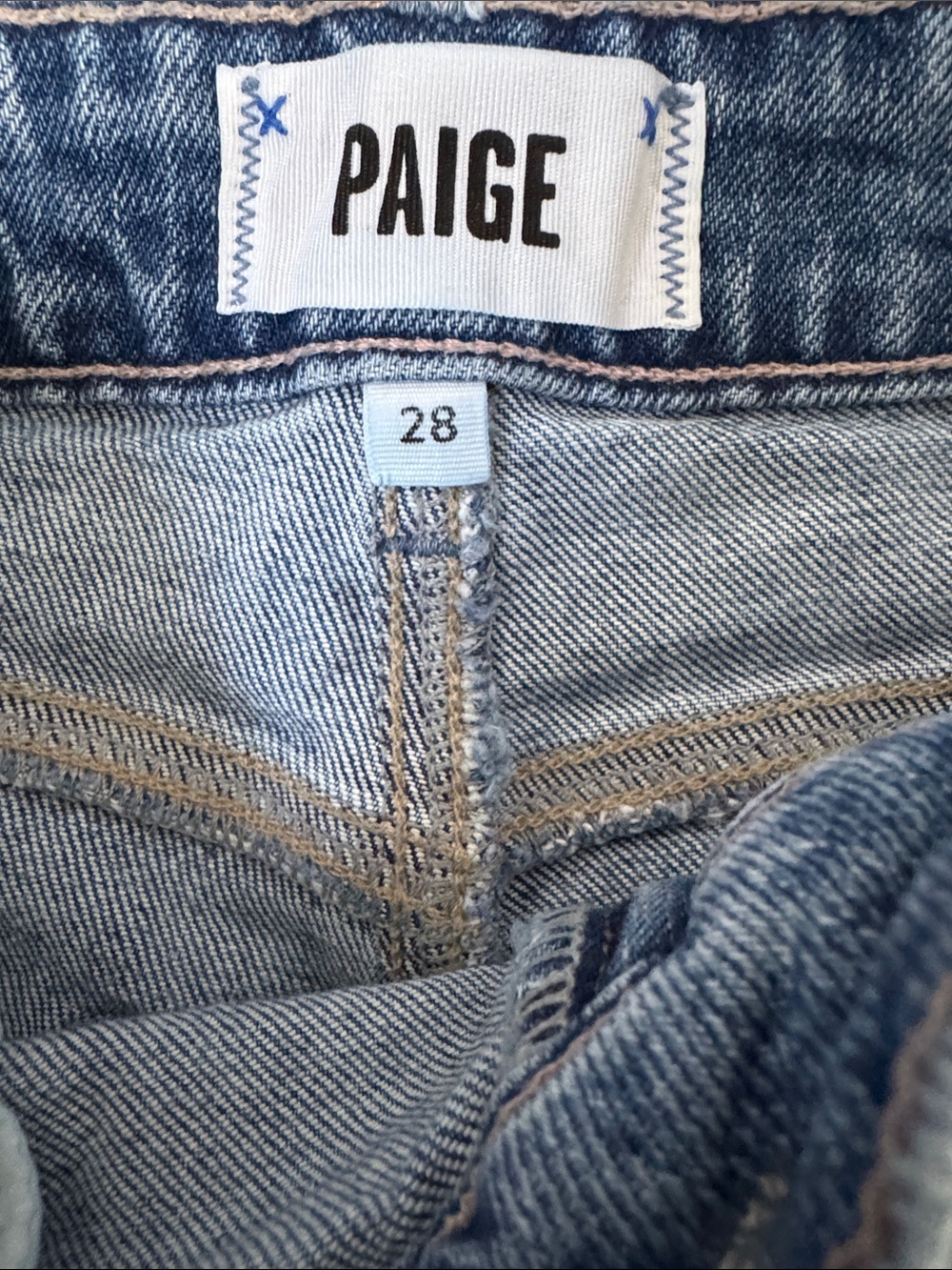 PAIGE Anessa Wide Leg Jeans Light Wash Raw Hem High Rise Size 28 - Picture 3 of 6